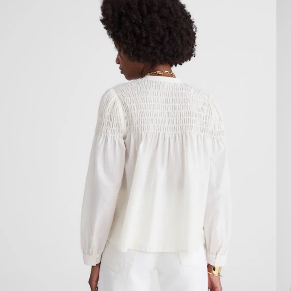 MADEWELL M Smocked Top in Cotton-Silk Blend NW994 - Picture 2 of 6